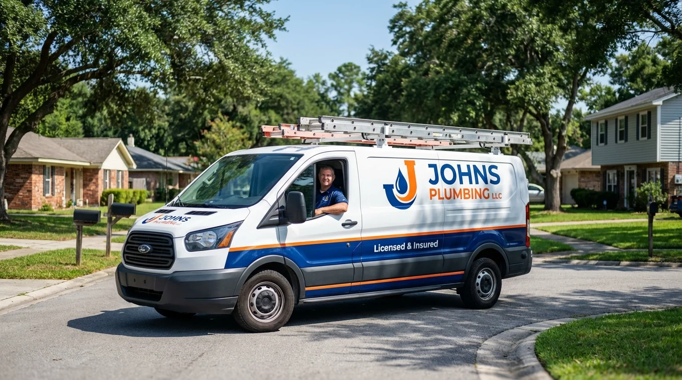Johns Plumbing LLC service van in Brunswick, NC