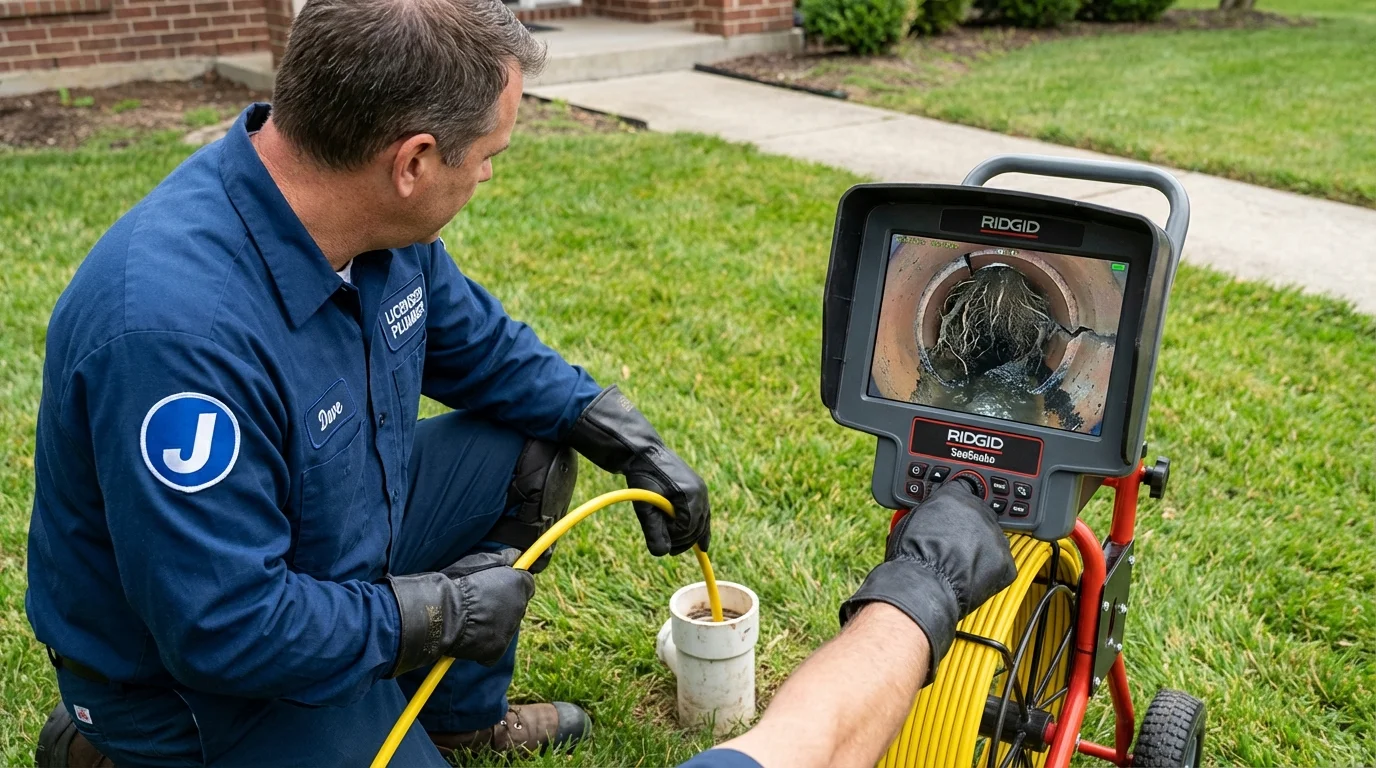 Sewer camera inspection being performed by Johns Plumbing LLC in Brunswick